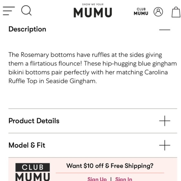 Show Me Your Mumu Rosemary Ruffle Bottom in Seaside Gingham & top NWT - Picture 4 of 11